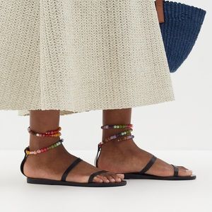 Ancient Greek Sandals Black Beaded Sandals